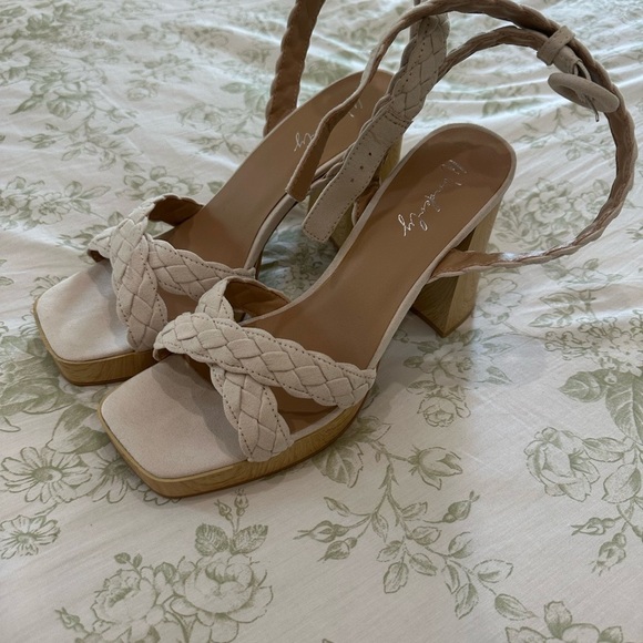 Wonderly Cream Braided Heels - Picture 1 of 4